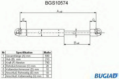 BUGIAD bgs10574 -  Газовая пружина, крышка багажник