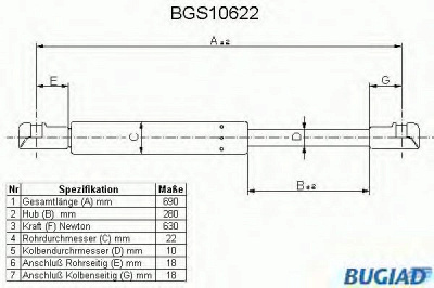 BUGIAD bgs10622 -  Газовая пружина, крышка багажник