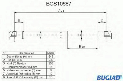 BUGIAD bgs10667 -  Газовая пружина, капот
