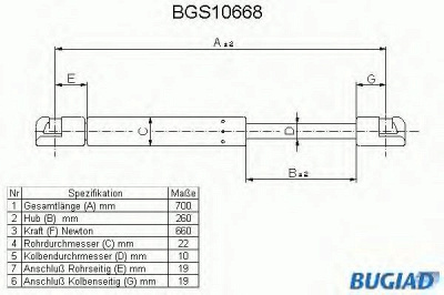 BUGIAD bgs10668 -  Газовая пружина, крышка багажник