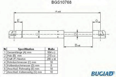 BUGIAD bgs10768 -  Газовая пружина, капот