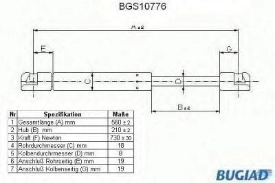 BUGIAD bgs10776 -  Газовая пружина, крышка багажник