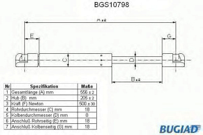 BUGIAD bgs10798 -  Газовая пружина, крышка багажник