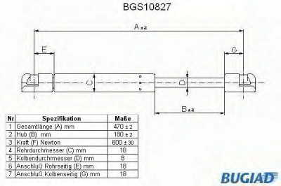 BUGIAD bgs10827 -  Газовая пружина, крышка багажник