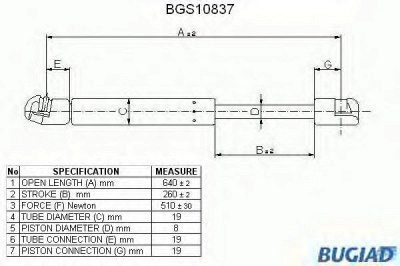 BUGIAD bgs10837 -  Газовая пружина, крышка багажник