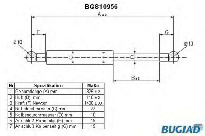 BUGIAD bgs10956 -  Газовая пружина, крышка багажник