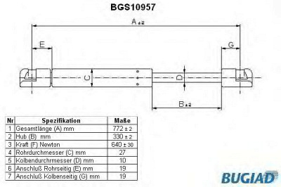 BUGIAD bgs10957 -  Газовая пружина, крышка багажник