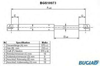 BUGIAD bgs10973 -  Газовая пружина, крышка багажник