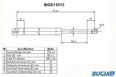 BUGIAD bgs11013 -  Газовая пружина, капот