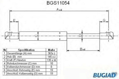 BUGIAD bgs11054 -  Газовая пружина, заднее стекло