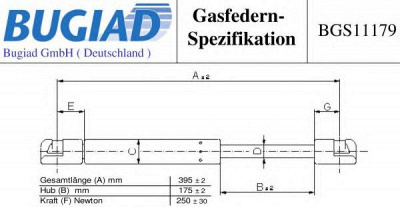 BUGIAD bgs11179 -  Газовая пружина, капот