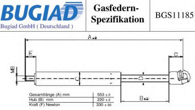BUGIAD bgs11185 -  Газовая пружина, капот