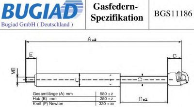 BUGIAD bgs11186 -  Газовая пружина, капот