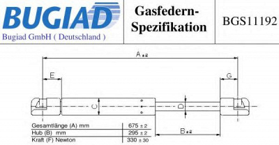 BUGIAD bgs11192 -  Газовая пружина, капот