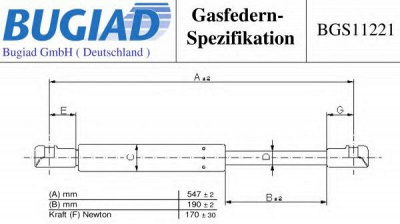 BUGIAD bgs11221 -  Газовая пружина, заднее стекло