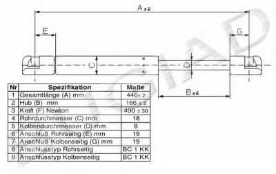 BUGIAD bgs11225 -  Газовая пружина, крышка багажник
