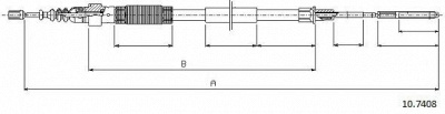 CABOR 107408 -  Трос, стояночная тормозная система