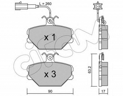 CIFAM 8220590 -  Комплект тормозных колодок, дисковый тормоз