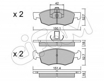 CIFAM 8222742 -  Комплект тормозных колодок, дисковый тормоз