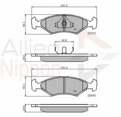 COMLINE adb0118 -  Комплект тормозных колодок, дисковый тормоз