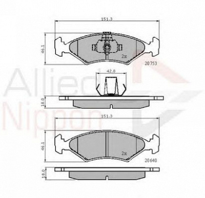 COMLINE adb0444 -  Комплект тормозных колодок, дисковый тормоз