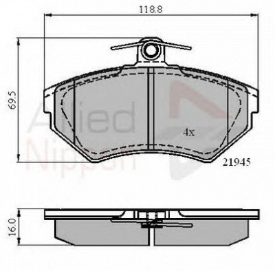 COMLINE adb0989 -  Комплект тормозных колодок, дисковый тормоз