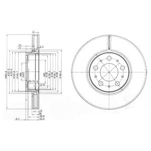 DELPHI bg3513c -  Диск тормозной вентилируемый