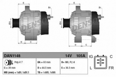 DENSO dan1148 -  СТАРТЕР 14V 105A
