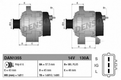 DENSO dan1355 -  Генератор