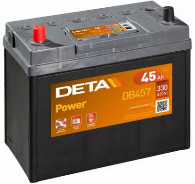 DETA db457 -  АККУМУЛЯТОР DETA POWER 12V 45AH 330A ETN 1(L+) B0