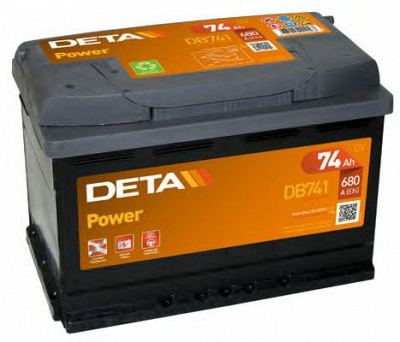 DETA db741 -  АККУМУЛЯТОР DETA POWER 12 V 74 AH 680 A ETN 1(L+)