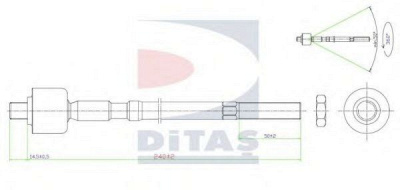 DITAS a25387 -  Осевой шарнир, рулевая тяга