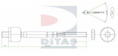 DITAS a25404 -  Осевой шарнир, рулевая тяга