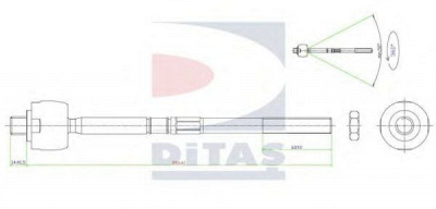 DITAS a25409 -  Осевой шарнир, рулевая тяга
