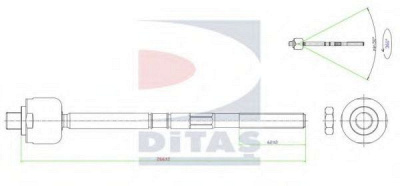 DITAS a25413 -  Осевой шарнир, рулевая тяга