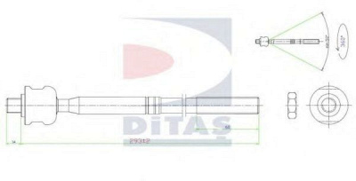 DITAS a25633 -  Осевой шарнир, рулевая тяга