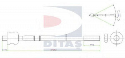 DITAS a25636 -  Осевой шарнир, рулевая тяга