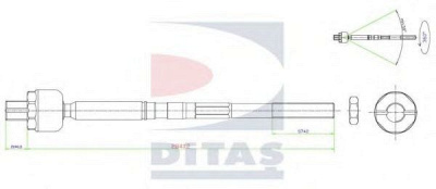 DITAS a25640 -  Осевой шарнир, рулевая тяга