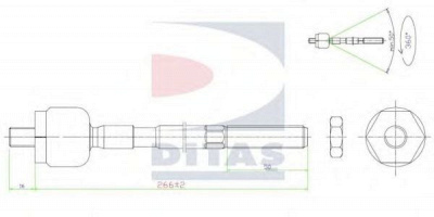 DITAS a25647 -  Осевой шарнир, рулевая тяга