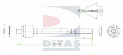 DITAS a25649 -  Осевой шарнир, рулевая тяга
