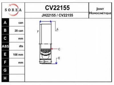 EAI cv22155k -  Шарнирный комплект, приводной вал