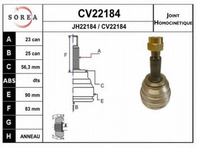 EAI cv22184k -  Шарнирный комплект, приводной вал