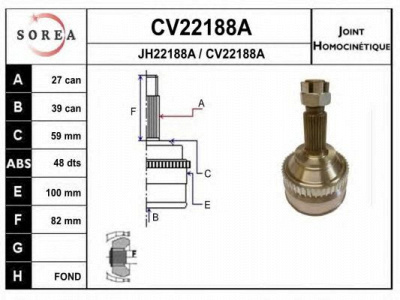 EAI cv22188ak -  Шарнирный комплект, приводной вал