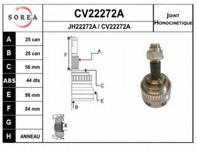 EAI cv22272ak -  Шарнирный комплект, приводной вал