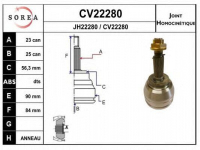 EAI cv22280k -  Шарнирный комплект, приводной вал