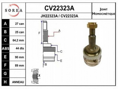 EAI cv22323ak -  Шарнирный комплект, приводной вал