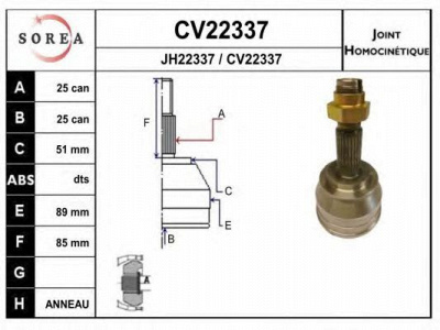 EAI cv22337k -  Шарнирный комплект, приводной вал