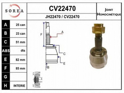 EAI cv22470k -  Шарнирный комплект, приводной вал