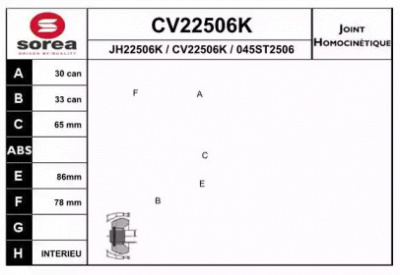 EAI cv22506k -  Шарнирный комплект, приводной вал