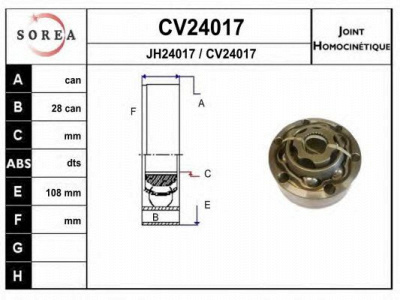 EAI cv24017k -  Шарнирный комплект, приводной вал